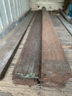 5 stuks Azobe hardhouten balken, messing en groef, Tuin en Terras, Palen, Balken en Planken, Ophalen, Zo goed als nieuw, Hardhout