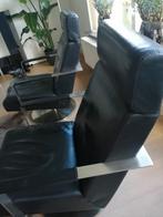 Leren design stoelen stella, Huis en Inrichting, Stoelen, Ophalen, Gebruikt, Twee, Zwart
