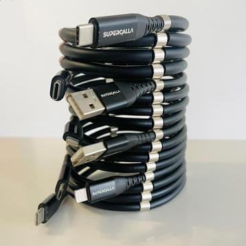 Supercalla magnetische oplaadkabels 1m (USB-C/A, Lightning) beschikbaar voor biedingen