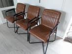 Eetkamerstoelen 3 stuks cognackleur, Ophalen, Gebruikt, Leer, Drie