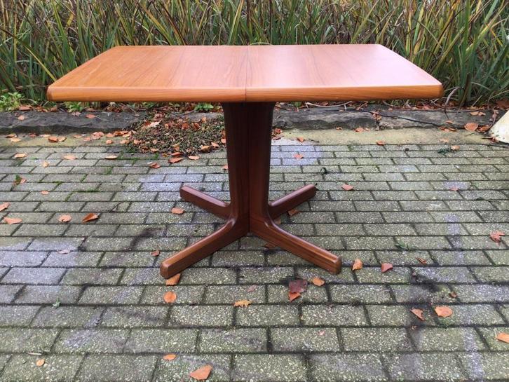 Verlengbare Deense eettafel met 2 tussenbladen, design tafel, Huis en Inrichting, Tafels | Eettafels, Gebruikt, 50 tot 100 cm