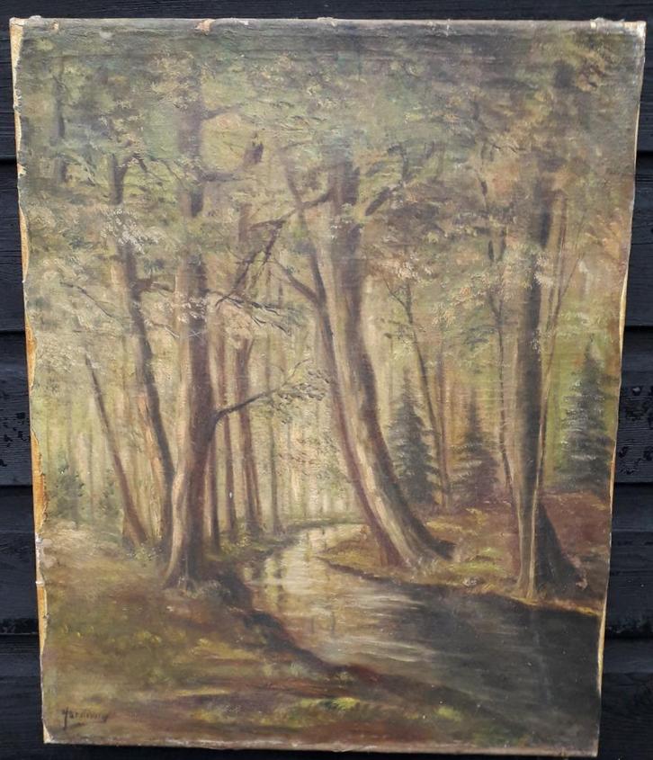 Hollandse school, oud bosgezicht, Antiek en Kunst, Kunst | Schilderijen | Klassiek, Ophalen of Verzenden