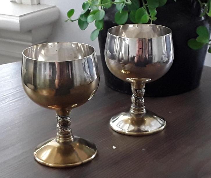 Vintage verzilverde wijnglazen/bokalen van quincocessa epb /, Antiek en Kunst, Curiosa en Brocante, Ophalen of Verzenden