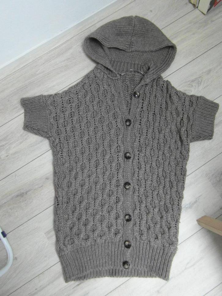 Benetton - Gaaf grof wollen vest - S, Kleding | Dames, Truien en Vesten, Zo goed als nieuw, Maat 36 (S), Bruin, Ophalen of Verzenden