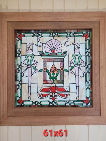 Glas in lood raam 61x61 cm beschikbaar voor biedingen