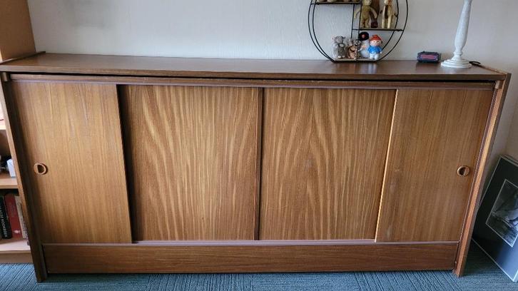 Retro 1 persoons opklapbed met houten ombouw, Verzamelen, Retro, Huis en Inrichting, Ophalen