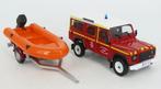 Atlas 1:43 Land Rover Defender 130 Pickup Brandweer met boot, Overige merken, Atlas / Altaya, -, Nieuw