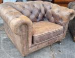 2x Chesterfield fauteuil grijs antraciet + BEZORGING GRATIS, Gebruikt, Chesterfield, Ophalen of Verzenden, Leer