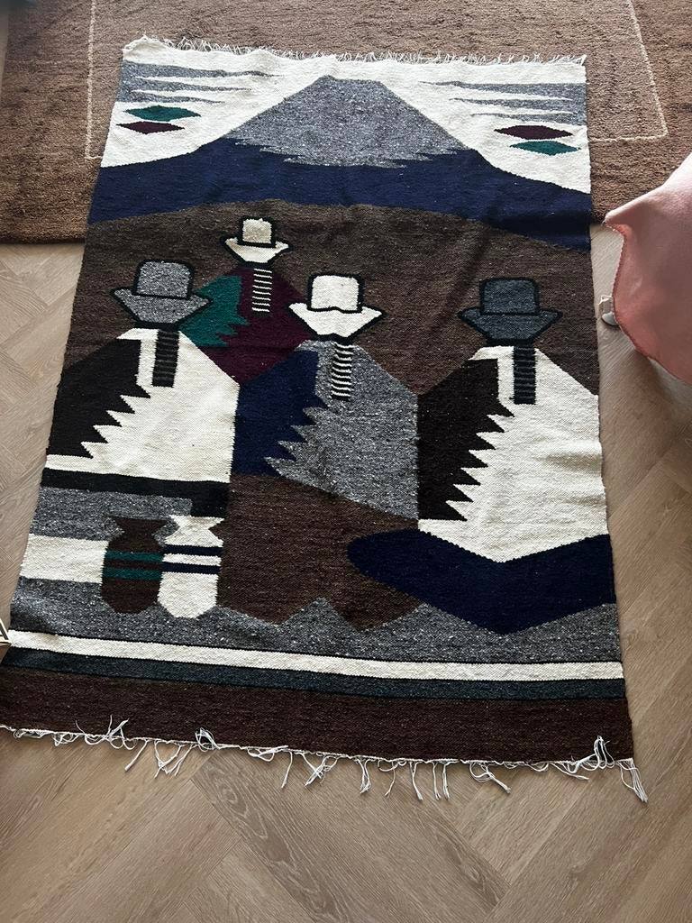 Groot Navajo wollen tapijt, Bruin, 200 cm of meer, Ophalen of Verzenden, Zo goed als nieuw