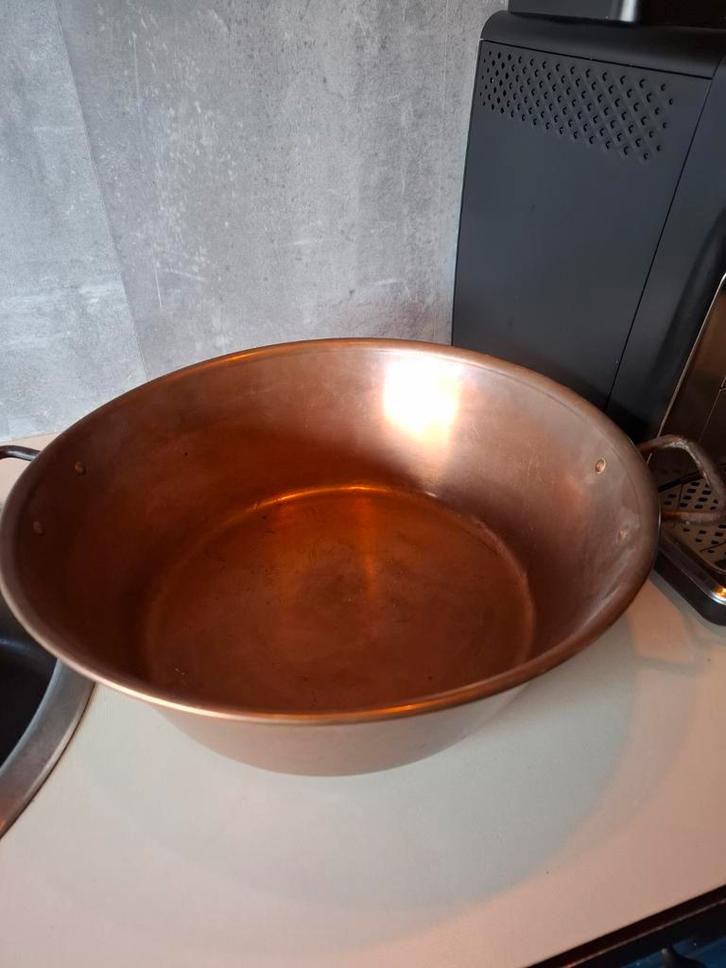 Koperen Ketel / Schaal jam betuwe, Huis en Inrichting, Woonaccessoires | Schalen en Manden, Gebruikt, Rond, Overige materialen