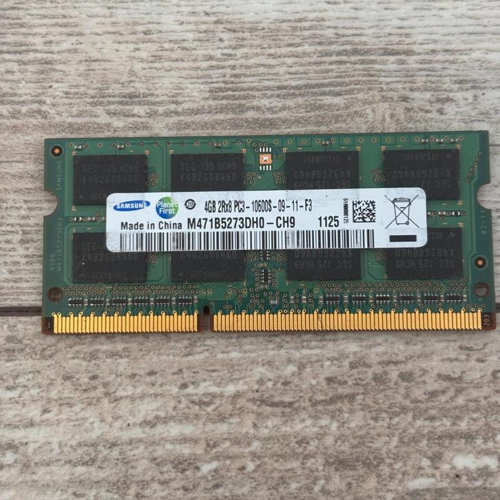 Samsung 4GB DDR3 RAM – PC3-10600S SO-DIMM – Laptopgeheugen, Computers en Software, RAM geheugen, Gebruikt, Laptop, 4 GB, DDR3
