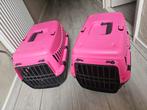 2 Kunstof Fuchsia Roze/Zwarte reismandjes / Transportboxen, Ophalen of Verzenden, Zo goed als nieuw