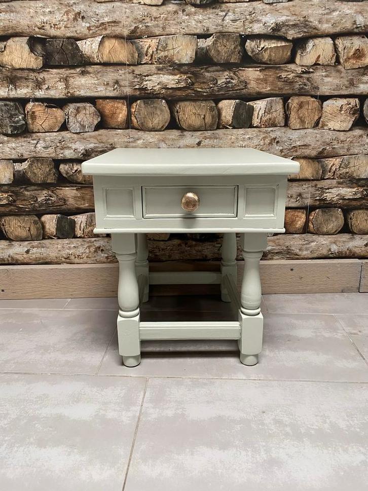 Vintage Bijzettafeltje met Lade, Huis en Inrichting, Tafels | Bijzettafels, Gebruikt, Vierkant, 45 tot 60 cm, Minder dan 55 cm