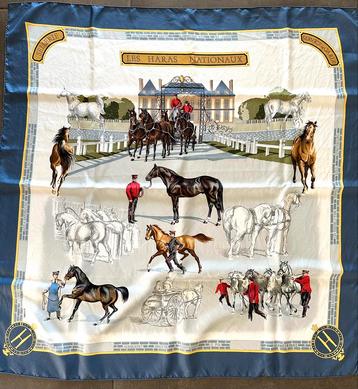 Hermès vintage zijde sjaal “Les Haras nationaux beschikbaar voor biedingen