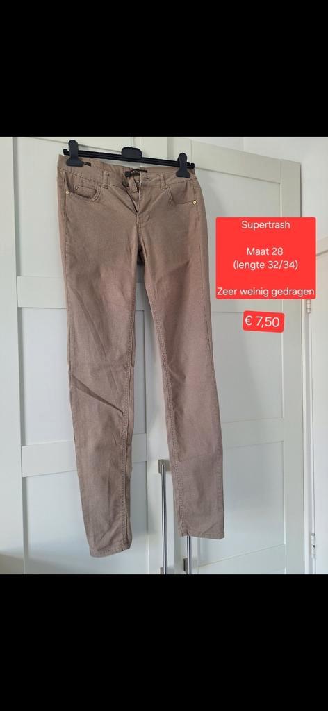 SUPERTRASH BROEK MAAT 28 - Bruintint, Kleding | Dames, Broeken en Pantalons, Zo goed als nieuw, Maat 36 (S), Ophalen of Verzenden