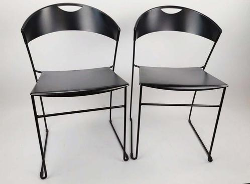 2 Retro/Vintage Stoelen Baleri Italia Design "Juliette" door, Huis en Inrichting, Stoelen, Zo goed als nieuw, Twee, Metaal, Zwart
