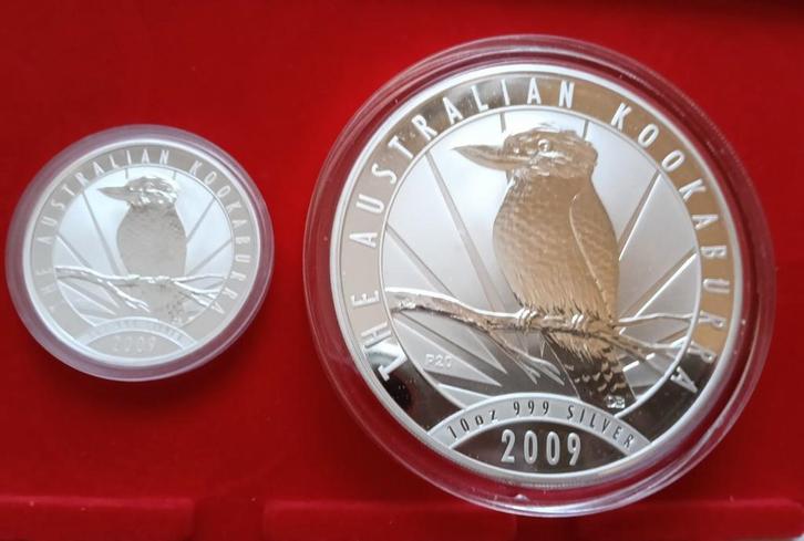 Zilveren Kookaburra munten in 1 Oz 10 Oz en Kg munten, Postzegels en Munten, Edelmetalen en Baren, Zilver, Ophalen of Verzenden