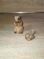 2 Beeldjes Eekhoorn en een Vogeltje miniatuur, Ophalen, Zo goed als nieuw, Dier