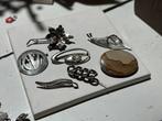 Lot met Zes Zilveren broches, 4 tot 7 cm, Gebruikt, Ophalen of Verzenden, Met parel