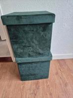 2x veloerse poef/ opbergbox, groen, Ophalen of Verzenden, Zo goed als nieuw, Minder dan 50 cm