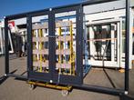 Hardhout kozijn met dubbele tuindeuren en zijl ramen, Ophalen, 120 cm of meer, 215 cm of meer, Glas