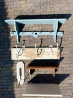 Brocante kapstokken / regaal in blauw, wit en bruin, Antiek en Kunst, Ophalen