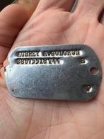 WO2 Amerikaans dog tag T-44 in april 44 in dienst Texas, Verzamelen, Amerika, Verzenden, Embleem of Badge