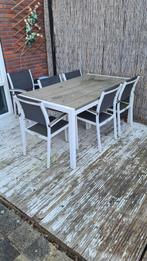 Tuinset wit grijs, Tuinset, Eettafel, Teakhout, Gebruikt