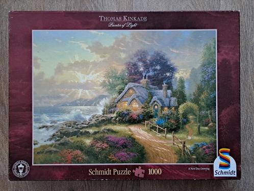 Thomas Kinkade - A new day dawning - 1000 stukjes - compleet, Hobby en Vrije tijd, Denksport en Puzzels, Gebruikt, Legpuzzel, 500 t/m 1500 stukjes