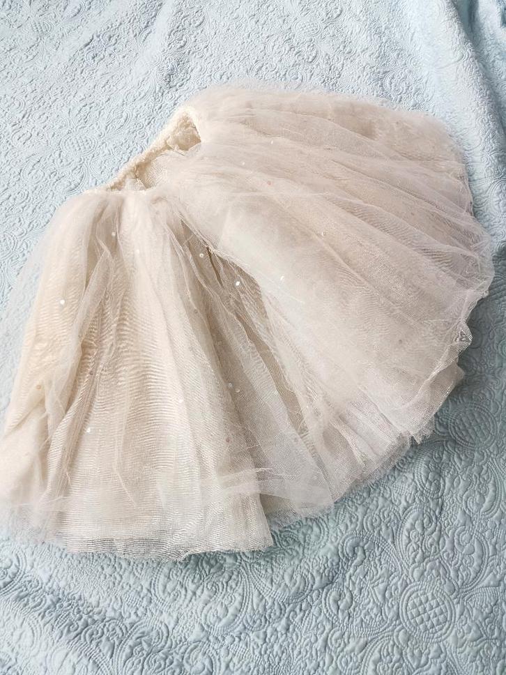 antiek WIT BALLETROKJE met LAGEN OUDE TULE + PAILLETJES, Antiek en Kunst, Antiek | Kleding en Accessoires, Ophalen of Verzenden