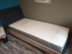 Stoer modern bed, industiele look  90 x 200 cm, Ophalen, Industrieel, hout, metaal, 90 cm, Zo goed als nieuw