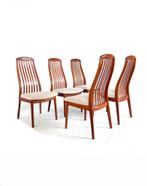 Set van 5 vintage eetkamerstoelen, Kai Kristiansen ‘70, Ophalen of Verzenden, Zo goed als nieuw, Stof, Vier