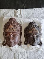 Twee prachtige boeddha hoofden van hout, Ophalen of Verzenden, Gebruikt