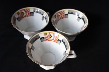 Antieke Art Deco Limoges Raynaud koffie/thee kopjes beschikbaar voor biedingen