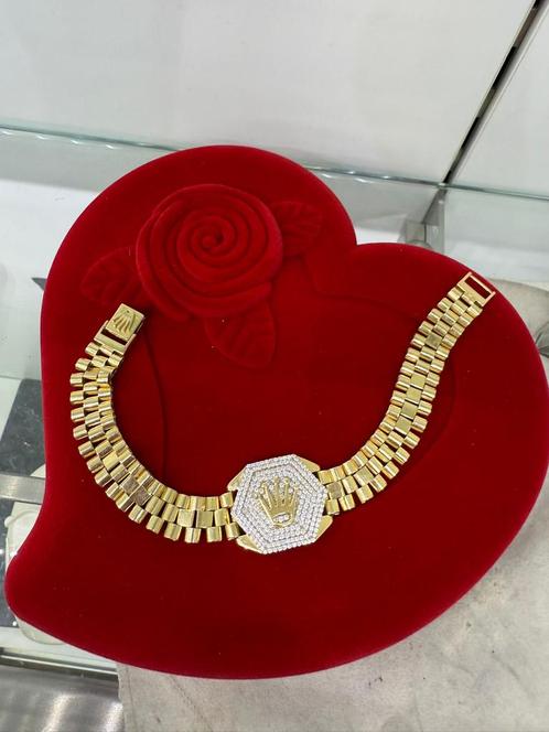 Prachtige 14 karaats gouden Rolex design armband, Sieraden, Tassen en Uiterlijk, Armbanden, Nieuw, Goud, Ophalen of Verzenden
