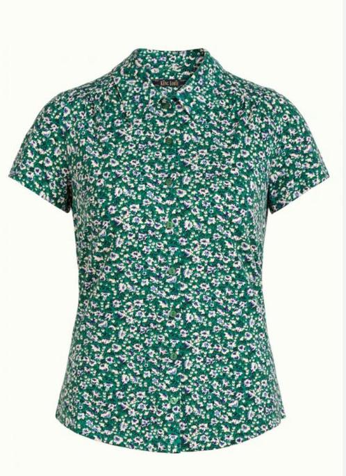King Louie 50s Blouse Olive Perris-XL🌻nieuw, Kleding | Dames, Blouses en Tunieken, Nieuw, Maat 46/48 (XL) of groter, Groen, Ophalen of Verzenden