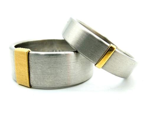 Stalen - gouden vriendschapsringen. 20 en 18,5 mm, Sieraden, Tassen en Uiterlijk, Ringen, Nieuw, Dame of Heer, 18 tot 19, Goud