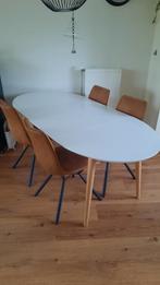 Ovale uitschuifbare eettafel, Huis en Inrichting, Tafels | Eettafels, Ophalen, Kunststof, 50 tot 100 cm, Zo goed als nieuw