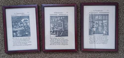 Beroepenprenten Jan Luyken, Huis en Inrichting, Woonaccessoires | Lijsten, Gebruikt, Minder dan 50 cm, Minder dan 50 cm, Hout