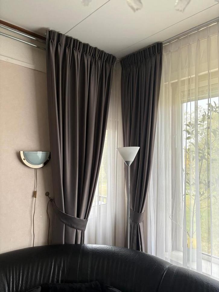 Vitrage en Overgordijnen Set, Huis en Inrichting, Stoffering | Gordijnen en Lamellen, Zo goed als nieuw, 200 cm of meer, 100 tot 150 cm