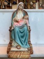 Zittende Maria op troon met kindje Jezus/ gips, Ophalen of Verzenden