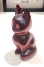 Vintage hout kat beeldje sculptuur houtsnijwerk, Verzenden