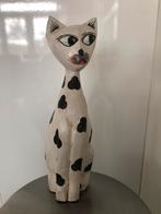 Houten Kat Beeld - 35 cm, Dierenbeeld, Gebruikt, ., Ophalen of Verzenden
