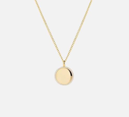 Ketting munt S925 + toplaag Rhodium / 14K goud Cadeau tip, Sieraden, Tassen en Uiterlijk, Kettingen, Nieuw, Goud, Goud, Met edelsteen