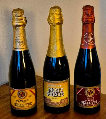 Hele oude volle 37,5 cl flessen GUEUZE bier collector's item beschikbaar voor biedingen