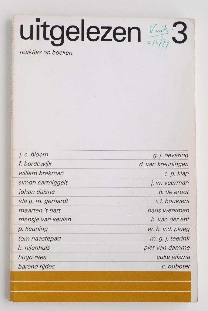 Uitgelezen 3 - Reakties op boeken (1978), Boeken, Literatuur, Zo goed als nieuw, Nederland, Verzenden