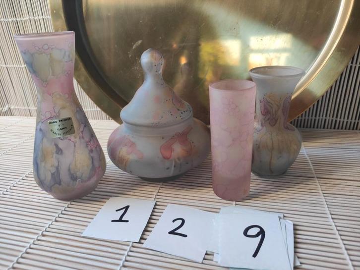 Ilanit Jeruzalem Handgeschilderde Glazen Vazen Set, Antiek en Kunst, Antiek | Vazen, Ophalen of Verzenden