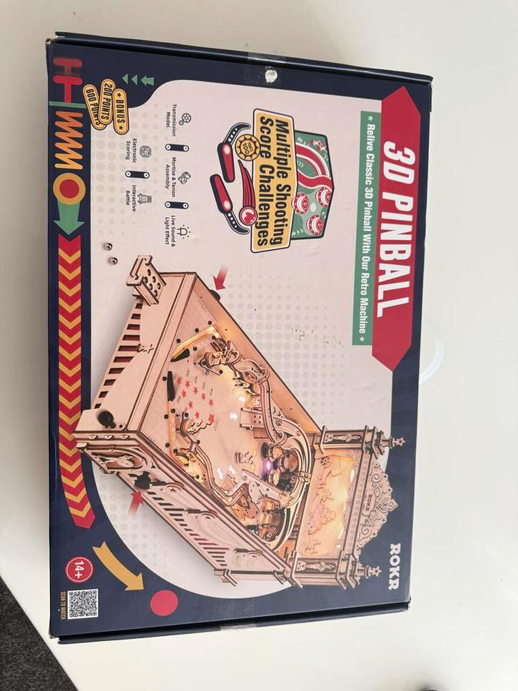Pinball 3D Houten Modelbouwset, Hobby en Vrije tijd, Modelbouw | Auto's en Voertuigen, Nieuw, Overige typen, Groter dan 1:32, Overige merken