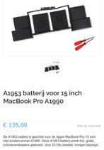 A1953 accu voor Apple MacBook Pro A1990 (15 Inch 2017-2019), Nieuw, 15 inch, Ophalen of Verzenden