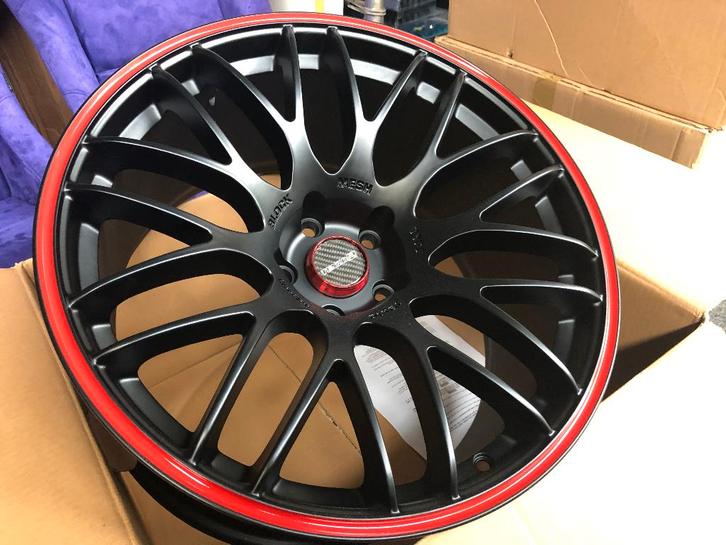 Tenzo R Type-M Mat zwart rood - 19" x 8.5J 10.5J 5x114.3, Auto diversen, Tuning en Styling, Ophalen of Verzenden